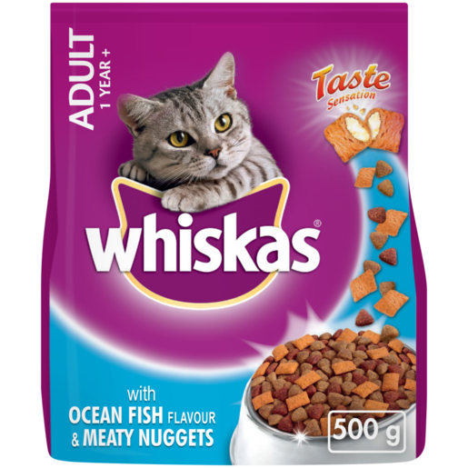 Whiskas Ocean Fish & Meaty Nuggets Cat Food Pouch 500g