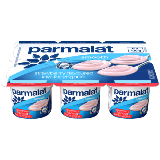 Parmalat Smooth Medium Fat Strawberry Multipack Yoghurt 6 x 100g