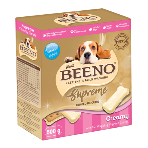 BEENO Supreme Creamy Yoghurt Coated Dog Biscuits 500g