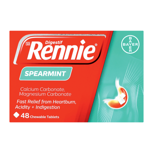 Rennie Digestif Spearmint Flavoured Antacid Chewable Tablets 48 Pack
