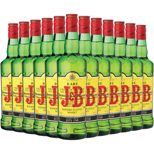 J&B Rare Blended Scotch Whisky Bottles 12 x 750ml