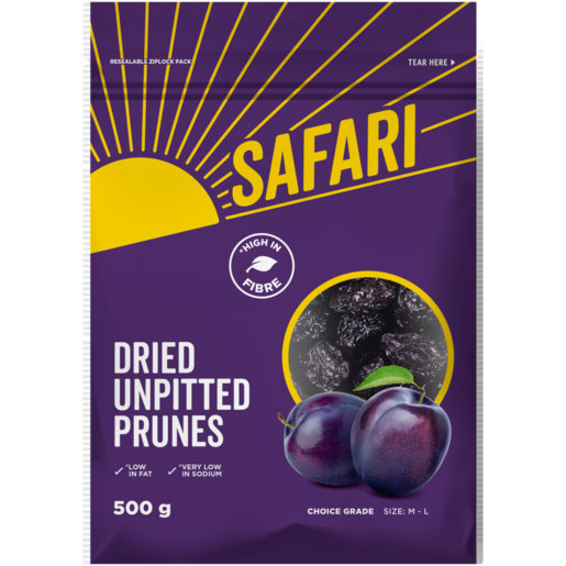 Safari Dried Unpitted Prunes 500g 