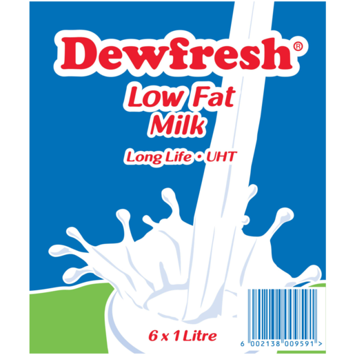 Dewfresh UHT Long Life Low Fat Milk 6 x 1L