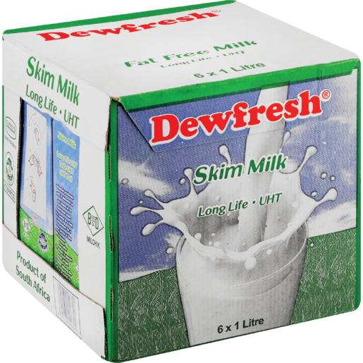 Dewfresh UHT Long Life Skimmed Milk 6 x 1L