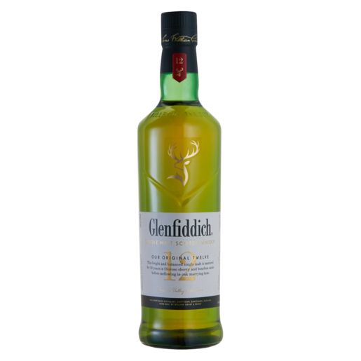 Glenfiddich 12 Year Old Single Malt Scotch Whisky Bottle 750ml