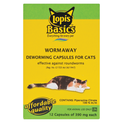 Lopis Basics Worm-Away Deworming Capsules For Cats 12 Pack