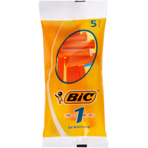 BIC 1 Sensitive Men's Disposable Razors Pouch 5 Pack