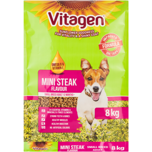 Vitagen Mini Steak Flavoured Dog Food 8kg