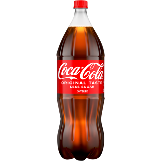 Coca-Cola Original Less Sugar Soft Drink Bottle 2L, Cola, Soft Drinks, Drinks