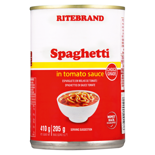 Ritebrand Spaghetti In Tomato Sauce Can 410g