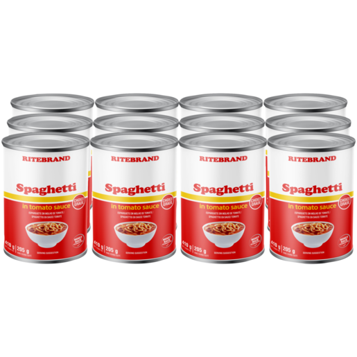 Ritebrand Spaghetti in Tomato Sauce 12 x 410g 