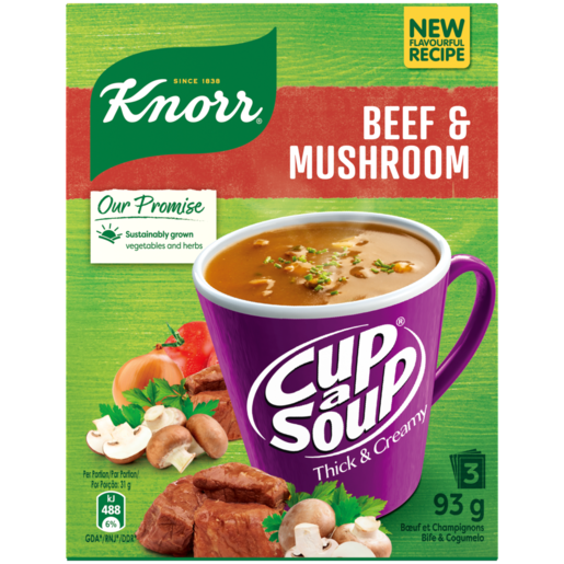 Knorr Cup-a-Soup Thick & Creamy Beef & Mushroom Instant Soup 3 x 31g