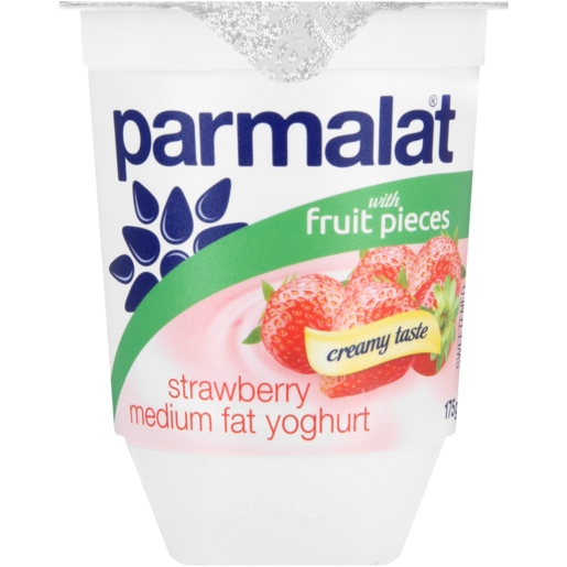 Parmalat Medium Fat Strawberry Yoghurt With Fruit Pieces 175g