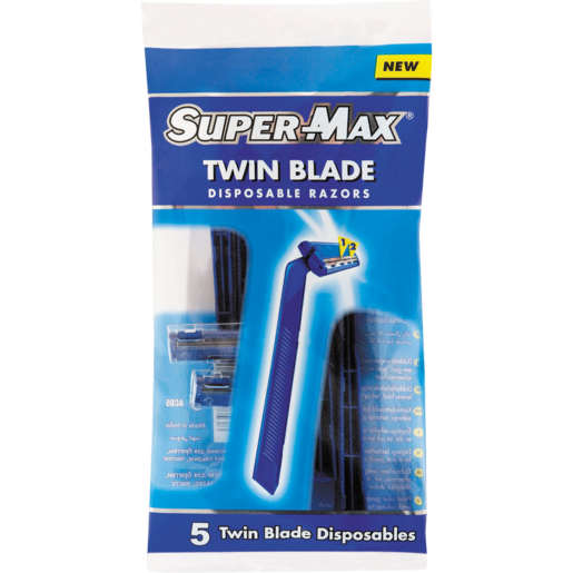 Super-Max Twin Blade Disposable Razors 5 Pack