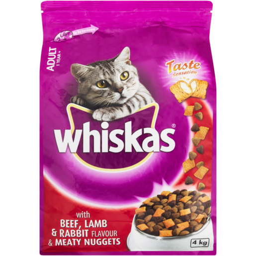 Whiskas With Beef, Lamb & Rabbit Flavour & Meaty Nuggets 4kg