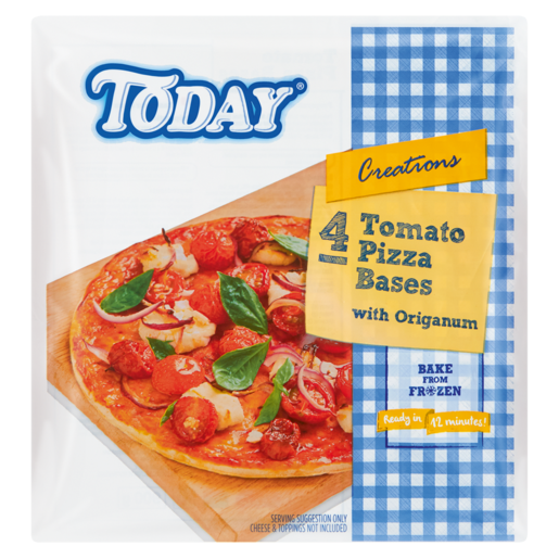 Today Frozen Tomato Pizza Bases 4 Pack