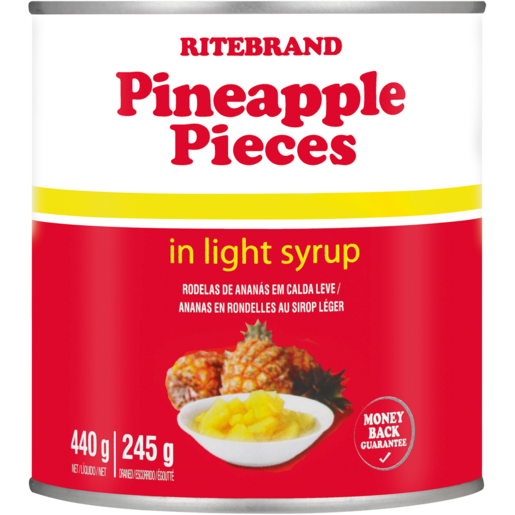 Ritebrand Pineapple Pieces In Light Syrup Can 440g