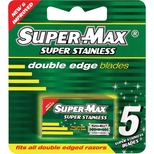 Super-Max Stainless Steel Double Edge Blades 5 Pack