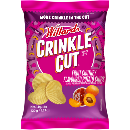 Willards Crinkle Cut Fruit Chutney Flavoured Potato Chips 120g