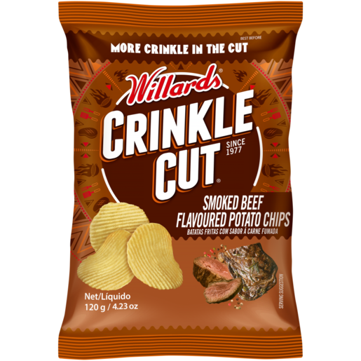 Willards Crinkle Cut Smoked Beef Flavoured Potato Chips 120g