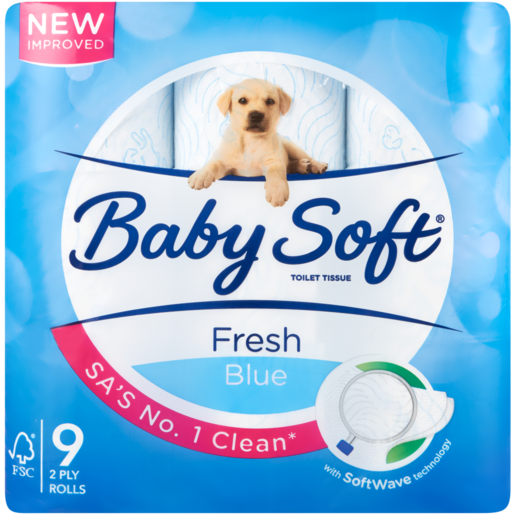 Baby Soft Fresh Blue 2 Ply Toilet Rolls 9 Pack