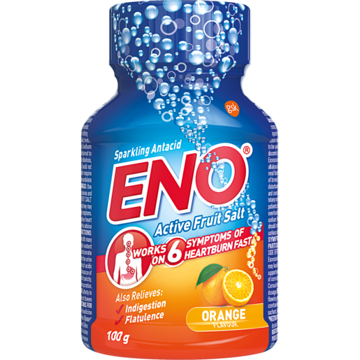 Eno Active Fruit Salt Orange Flavoured Anti-Acid Effervescent Tablets 100g