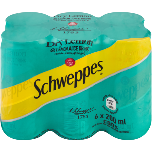 Schweppes Dry Lemon Juice Drink Can 24 x 200ml