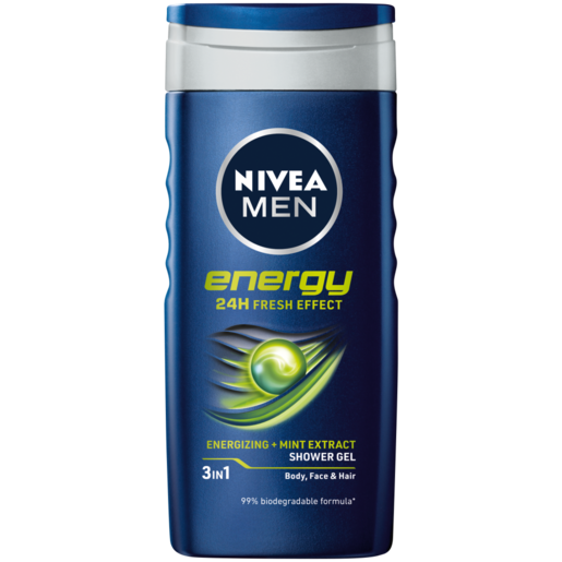 NIVEA MEN Energy Energizing + Mint Extract 3-In-1 Shower Gel Bottle 250ml