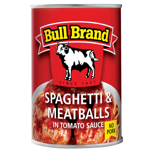 Bull Brand Spaghetti & Meatballs In Tomato Sauce Can 285g