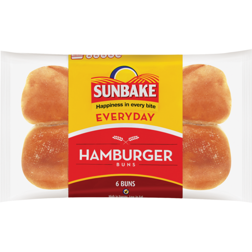 Sunbake Everyday Hamburger Buns 6 Pack