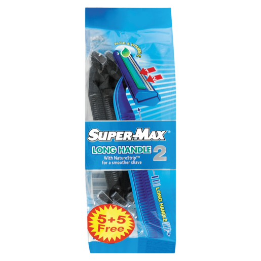 Super-Max Long Handle Disposable Razors 10 Pack