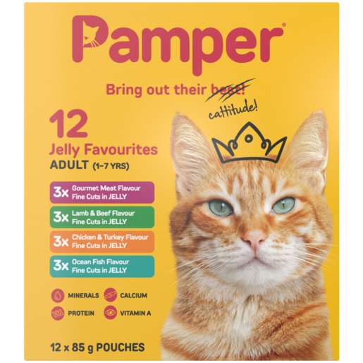 Pamper Fine Cuts Assorted Jelly Favourites Cat Food 12 x 85g