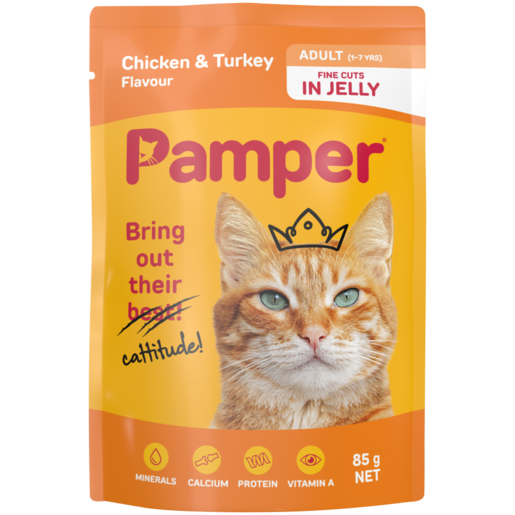 Pamper Fine Cuts Chicken & Turkey In Jelly Cat Food Pouch 85g