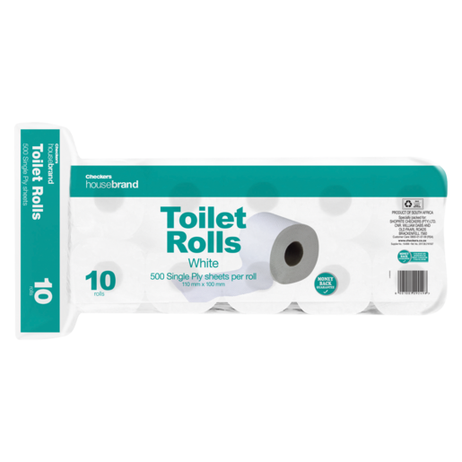 Checkers Housebrand Single Ply Toilet Rolls 10 Pack