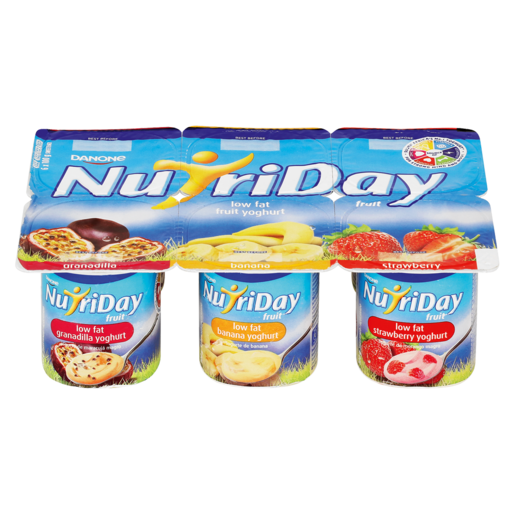 NutriDay Low Fat Granadilla/Banana/Strawberry Fruit Yoghurt 6 x 100g
