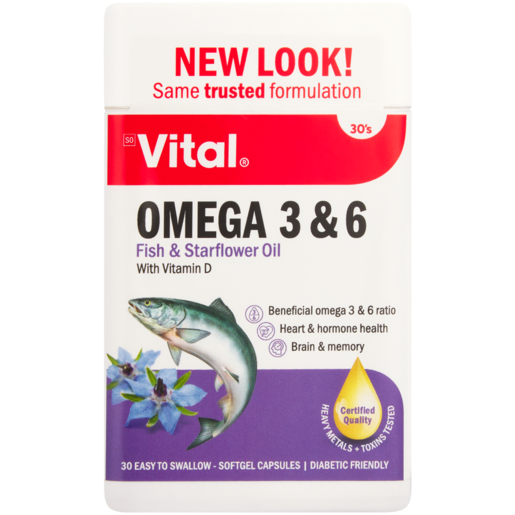 Vital Omega 3 & 6 Concentrate Capsules 30 Pack