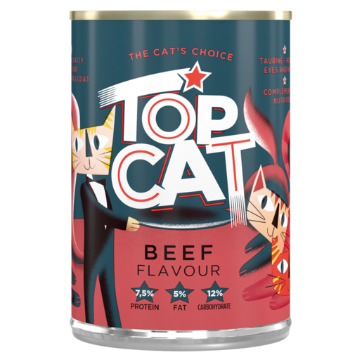 Top Cat Beef Flavoured Cat Food Can 425g