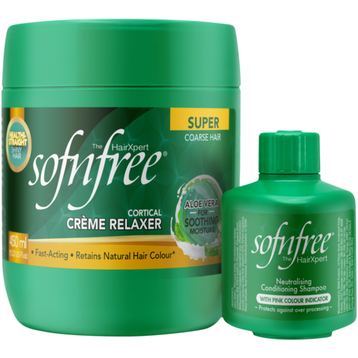 Sofnfree Cortical Crème Relaxer Super For Coarse Hair 450ml & Neutralising Condtioning Shampoo