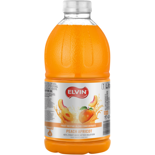 Elvin Peach Apricot Flavoured Fruit Nectar Blend Contentrate 1L