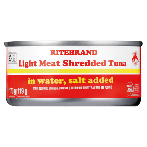 Ritebrand Light Meat Shredded Tuna In Water Can 170g