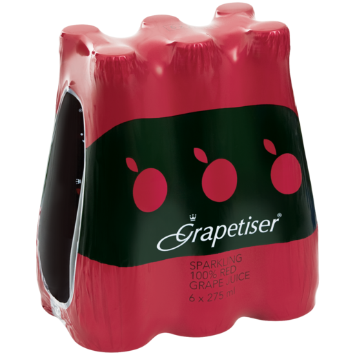 Grapetiser 100% Sparkling Red Grape Juice Bottles 6 x 275ml