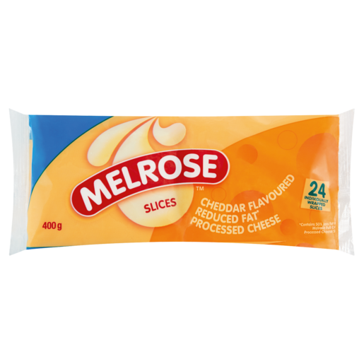 Melrose Slices Cheddar Flavoured Reduced Fat Processed Cheese Slices 400g