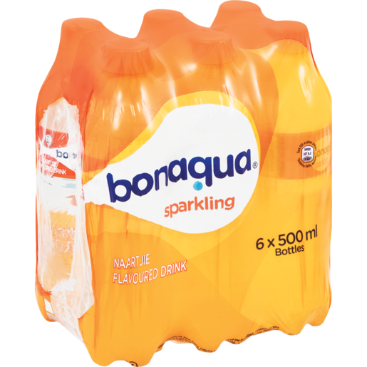 Bonaqua Sparkling Naartjie Flavoured Water Bottles 6 x 500ml