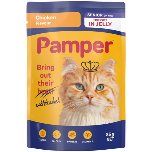 Pamper Senior Chicken Flavoured Adult Cat Food In Jelly Pouch 85g