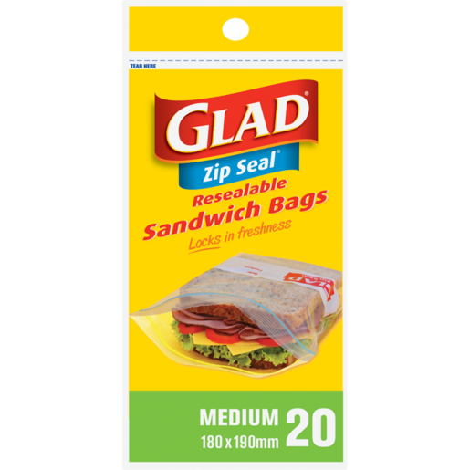 Glad Medium Sandwich Zipper Bags 20 Pack