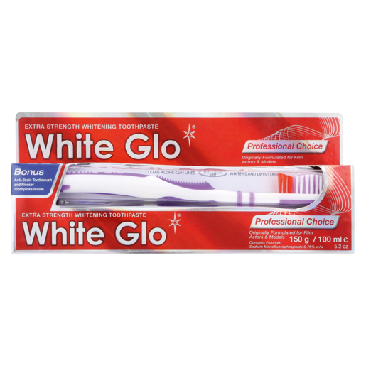 White Glo Extra Strength Whitening Toothpaste With Toothbrush 100ml