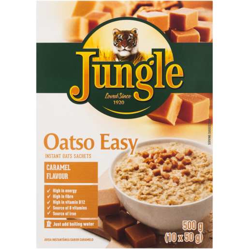 Jungle Oatso Easy Caramel Flavoured Instant Oats Sachets 500g