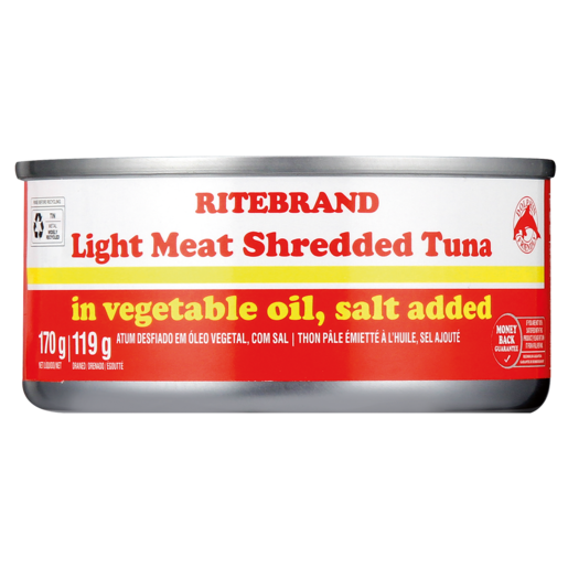 Ritebrand Light Meat Shredded Tuna In Vegetable Oil Can 170g