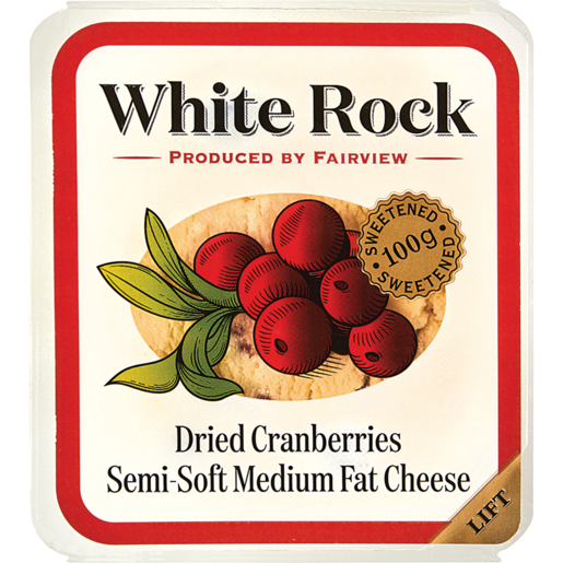 Fairview White Rock Dried Cranberries Semi-Soft Medium Fat Cheese Pack 100g