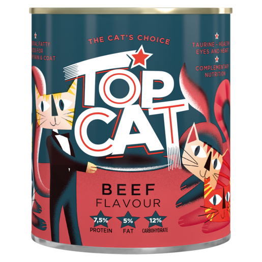 Top Cat Hearty Beef Flavoured Cat Food Can 820g